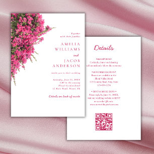 Watercolor Roze Bougainvillea All In One Trouwdag Kaart