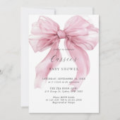 Watercolor Roze Bow Ribbon Baby shower Kaart (Voorkant)