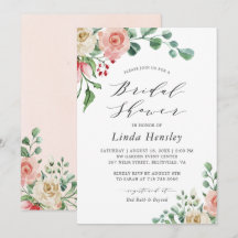 Watercolor Roze Bruidsfeest Uitnodiging