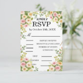 Watercolor Roze Bruiloft RSVP Kaartje (Staand voorkant)
