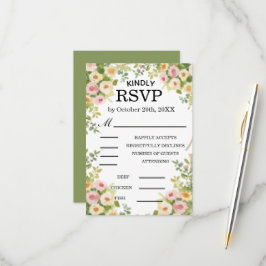 Watercolor Roze Bruiloft RSVP Kaartje