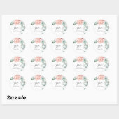 Watercolor Roze Bruiloftsshower Ronde Sticker (Vel)