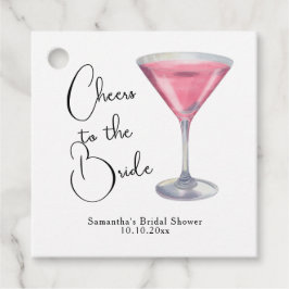 Watercolor Roze Cocktail Bruidsfeestje Bedankjes Labels