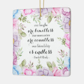 Watercolor Roze Cosmos Bloemenkrans Beste Vrienden Keramisch Ornament (Links)