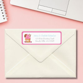 Watercolor Roze Cupcake Chocolade Retouradres Etiket