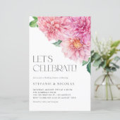Watercolor Roze Dahlia Trouw Bruiloft Uitnodiging (Staand voorkant)