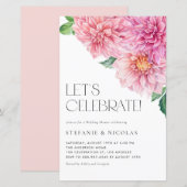 Watercolor Roze Dahlia Trouw Bruiloft Uitnodiging (Voorkant / Achterkant)