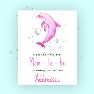 Watercolor roze dolfijn - Aanstaande moeder geadre Poster