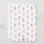 Watercolor Roze en Groene Mahjong Tegels Feest Kaart (Achterkant)
