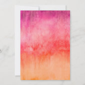 Watercolor Roze en Oranje Bruiloft Kaart (Achterkant)