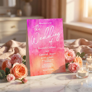 Watercolor Roze en Oranje Bruiloft Kaart
