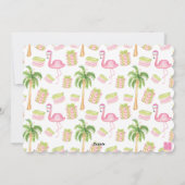 Watercolor Roze Flamingo Kerst Monogram Wapen Feestdagenkaart (Achterkant)