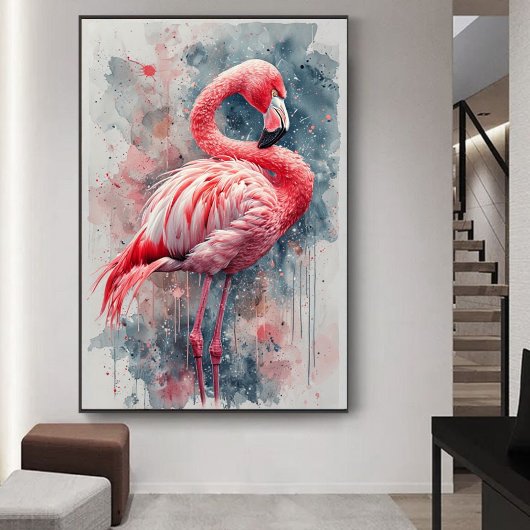 Watercolor Roze Flamingo Kunst Poster