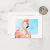 Watercolor Roze Flamingo School Valentijnsdag Notitiekaartje (Voorkant / Achterkant in situ)