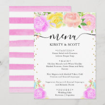 Watercolor Roze, Gele & Blauwe Bloemen Bruiloft