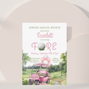 Watercolor Roze Golf Voor 4de Verjaardag Kaart