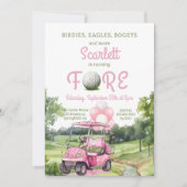 Watercolor Roze Golf Voor 4de Verjaardag Kaart (Voorkant)