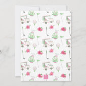 Watercolor Roze & Groen Golfkar Monogram Wapen Kaart (Achterkant)