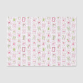 Watercolor Roze & Groene Strik Mahjong Tissuepapier (Voorkant)