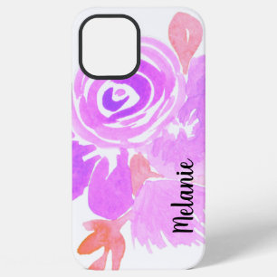 Watercolor Roze Groene Tinten Roze Paarse Monogram iPhone 12 Pro Max Hoesje