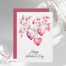 Watercolor Roze Harten Gelukkige Valentijnsdag