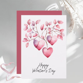 Watercolor Roze Harten Gelukkige Valentijnsdag Feestdagenkaart