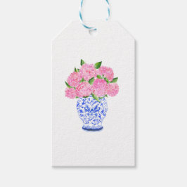 Watercolor Roze Hortensia Chinoiserie Naam Cadeaulabel