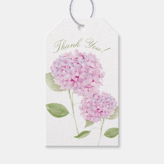 Watercolor Roze Hortensia Uitnodiging Cadeaulabel (Voorkant)