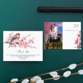 Watercolor Roze Kersenbloesem Trouw Dankjewel Briefkaart