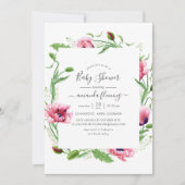 Watercolor Roze Klaprozen Baby Shower Kaart (Voorkant)