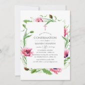 Watercolor Roze Klaprozen Bevestiging Kaart (Voorkant)