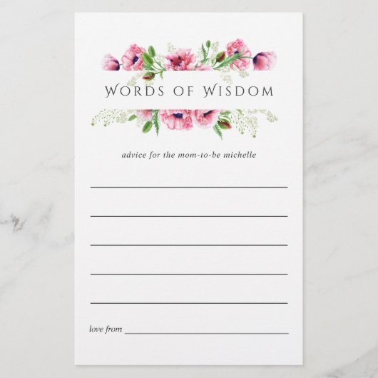 Watercolor Roze Klaprozen Bruidsmeisjes Bruiloft A (Voorkant)