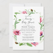 Watercolor Roze Klaprozen Trouwen Kaart (Voorkant)