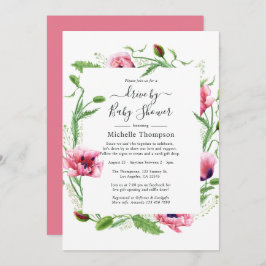 Watercolor Roze Klaprozen Trouwen Kaart