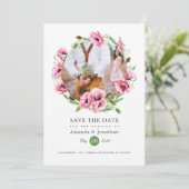 Watercolor Roze Klaprozen Trouwfoto Save The Date (Staand voorkant)