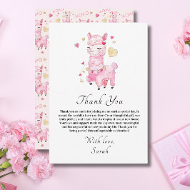 Watercolor Roze Lama Bruidsmeisjesfeest Bedankkaart