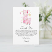 Watercolor Roze Lama Bruiloft Bedankkaart (Staand voorkant)