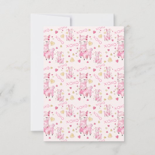  Watercolor Roze Lama Bruiloft Feest Bedankkaart (Achterkant)