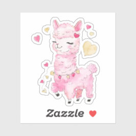 Watercolor Roze Lama Sticker