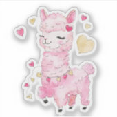 Watercolor Roze Lama Sticker (Voorkant)