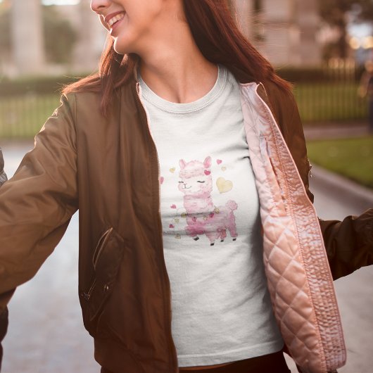 Watercolor Roze Lama T-shirt