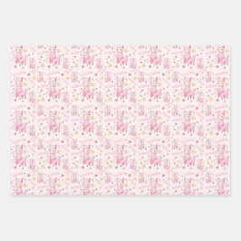 Watercolor Roze Lama XOXO Inpakpapier Vel