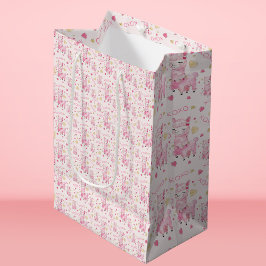 Watercolor Roze Lama XOXO Medium Cadeauzakje