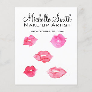 Watercolor roze lippen make-up branding flyer