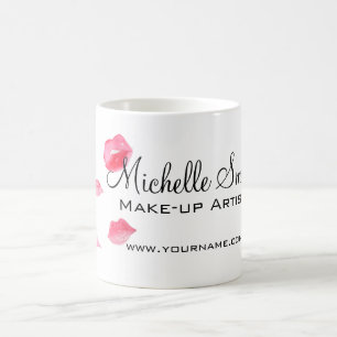 Watercolor roze lippen make-up branding koffiemok