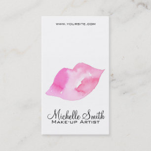Watercolor roze lippen make-up branding visitekaartje