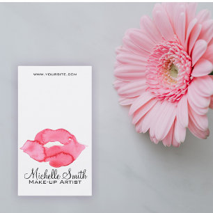 Watercolor roze lippen make-up branding visitekaartje