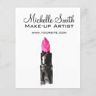 Watercolor roze lippenstift make-up branding flyer