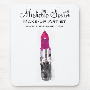 Watercolor roze lippenstift make-up branding muismat