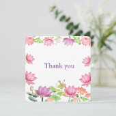 Watercolor Roze Lotus Bloementuin 2.5 Bedankkaart (Staand voorkant)